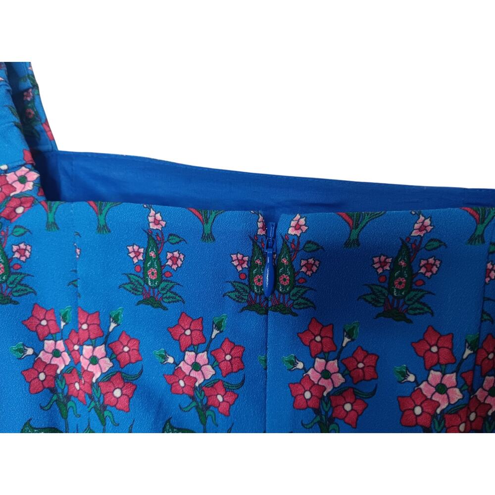 New with Tags RHODE Mina Draped Floral Mini Dress XS Blue Puff Sleeve Ruched - Picture 12 of 16